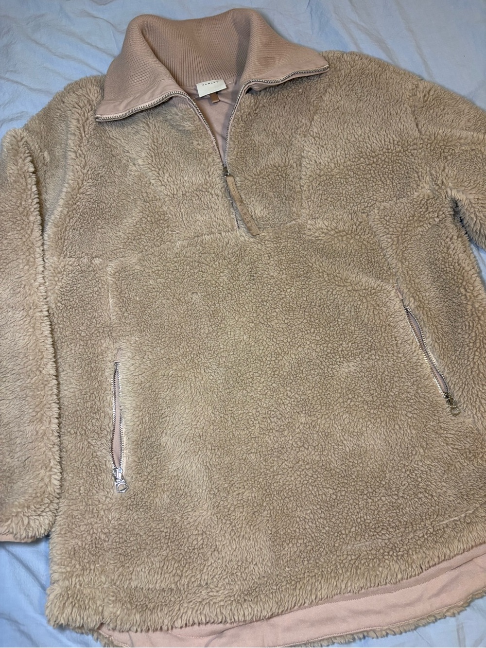 Varley Beige Sherpa Half-Zip Pullover